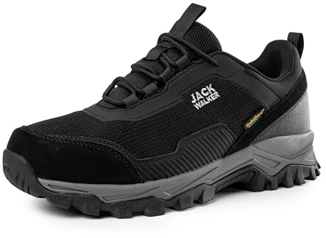 Jack Walker Men's Walking Trainers - Genuine Suede Leather with Memory Foam Insoles Hydroguard Waterproof - Lightweight Hiking and Trekking Shoes Ideal Footwear for Outdoor Enthusiasts JW2007 (7 UK)