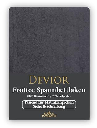 Devior Frottee Winter Spannbettlaken, Anthrazit, 180x200 – 200x220 cm – Kuscheliges Bettlaken 160 g/m² aus Baumwolle für Boxspringbett-Matratzen bis 32 cm Höhe – Oeko-TEX Made in Green Zertifiziert
