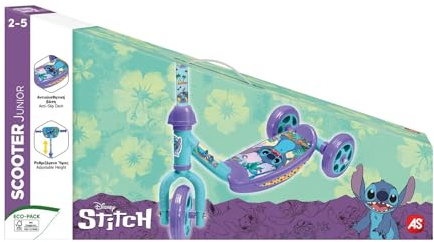 Rocco Giocattoli Trottinette Stitch à 3 Roues Bleu et Violet, Guidon Ergonomique, Pied antidérapant pour Enfants 2 Ans Poids Maximum 20 kg