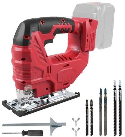 Brushless Cordless Jig Saw for Milw-aukee 18V Battery(Tool Only), 5 Speed Variable Up to 2700RPM, LED Light, 45° Bevel Cuts, 3 Orbital Motions, with Jig Saw Blade for Straight/Curve/Circle Cutting