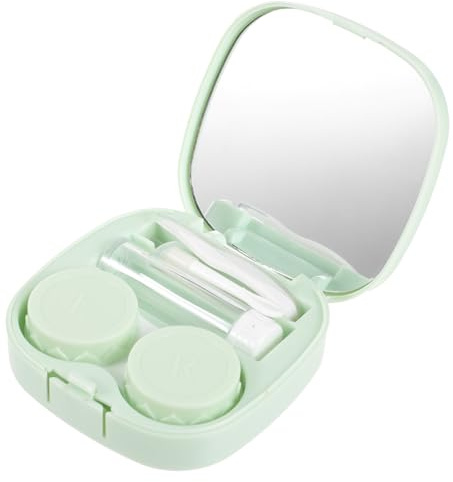 LALADEFIEE Étui à Lentilles De Contact Carré Miroir – Étui Portable Mince Menthe Verte – Boîte De Rangement Résine Légère – Protection Solide pour Lentilles De Poche – Usage Voyage Et Quotidien