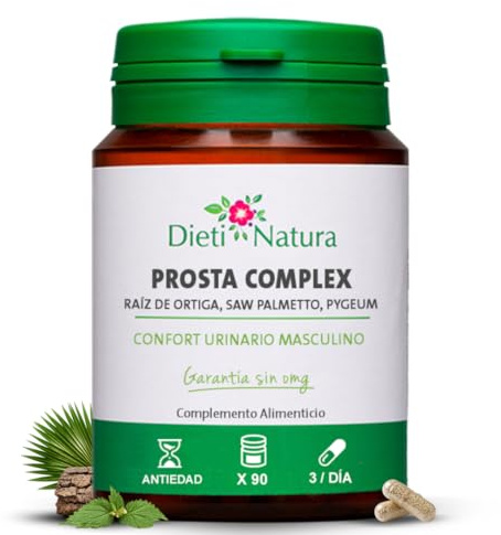 Dieti Natura Prosta Complex 90 Cápsulas - Flavonoides contra el Malestar Prostático - Prosta Complex para el Confort Urinario Masculino y Apoyo a la Función Renal (Bote Pequeño 90 Unidades)