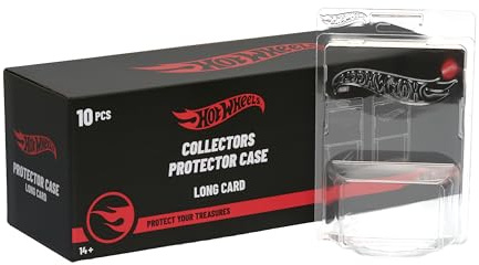 Hot Wheels Protector Carta Larga, Blister Transparente, Expositor Coches Escala 1:64, Pack 10 Unidades, Producto Oficial Mattel