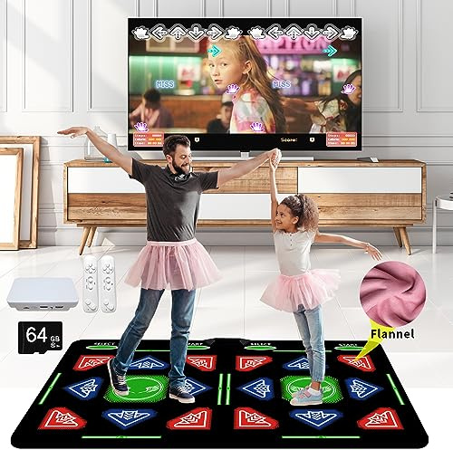 Double Dance Mat für Kinder & Erwachsene,mit 64GB Speicherkarte,1000 Spielen,885Liedern & 81MVs – HDMI Fitness-Tanzmatte mit MV/3D/Cartoon Dance Modus,geeignet für TV-Unterhaltung und Familienfitness