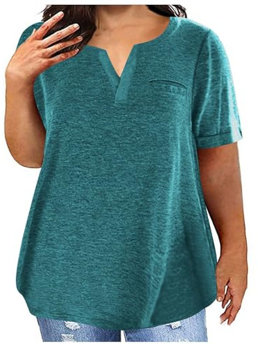 UHouse Tee Shirt Coton Femme Élégant Habit Respirant Haut Décontracté Tee Shirt Manches Courtes Leger Teeshirt Fin Cut Chemisiers et Blouses Business Tee-Shirt Ete Blouse Élégante Tshirt 08 Marine XXL