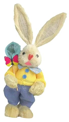rongweiwang Figuras de Conejito de Paja de Pascua, Lindas Figuras de Animales para la, decoración del hogar, Estilo D