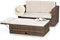 Melko Gartenset Polyrattan mehrteilige Sofa-Garnitur Holz Braun mit klappbarer Fußbank & Stauraum, Tisch inklusive Kissen
