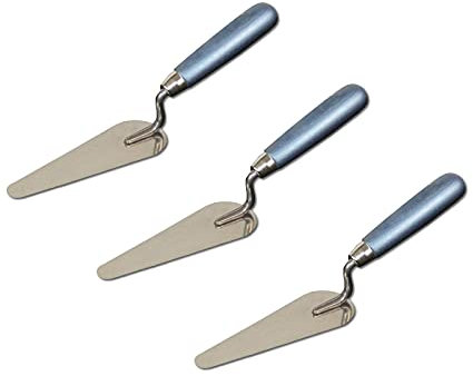 DEWEPRO® 3er Set Katzenzungenkelle - Zungenkelle mit Edelstahlblatt und Holzgriff - Profi Handwerkerqualität, 160x55x20mm