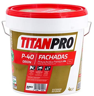 Pintura acrílica Premium A4 Blanco P40 Titan Pro - Mate, 4 L