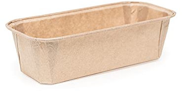 Ecopack Backformen aus Antihaftpapier, hitzebeständig bis 220 °C, Maße: 158 x 55 x 52 mm, 25 Stück