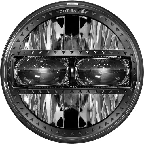 AUDEXEN 5.75 Inch Led Headlight 55W 5-3/4 Round Headlight Compatible with Harley Dyna Sportster Street Bob Softail Iron 883 Street Rod Deuce Custom Super Wide Glide Motorcycle, Black