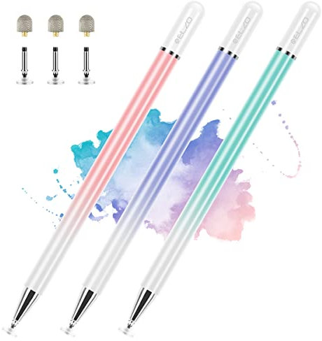 ELZO Tablet Stift für Alle Tablets, 3er Pack 2 in 1 Stylus Pen, Eingabestift Touch Pen für Alle Handys, Apple iPad, iPhone, Samsung, Surface, Lenovo, Xiaomi, Chromebook, Huawei Android iOS usw