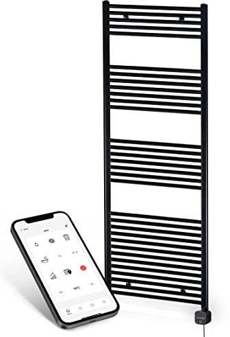 anapont elektrischer Badheizkörper 1475x600 Zeitschaltuhr per App einstellbar – Handtuchheizung mit Timer – Handtuchheizkörper Made in Germany