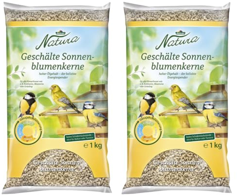 Dehner Natura Premium Nourriture pour Oiseaux Sauvages, graines de Tournesol décortiquées, 1 kg (Lot de 2)