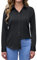 siliteelon Women's Shirt Non Iron Black Long Sleeve Stretch Dress Shirt Regular Fit Women Blouse,M