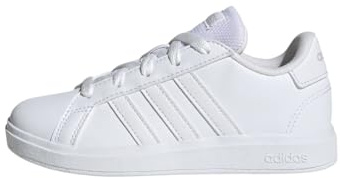 adidas Unisex Kinder Grand Court Lifestyle Tennis Lace-Up Shoes, Cloud White/Crystal Jade/Clear Pink, 36 2/3 EU