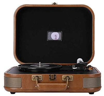 Tourne-Disque rétro à Trois Vitesses avec Haut-parleurs stéréo intégrés, Prend en Charge USB, Sortie RCA, Prise Casque, MP3, Lecture Musique sur téléphone Portable, Design