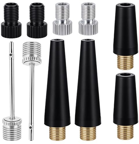 Hariendny 10 Pack Balloon Pump Adapter Set for Foot Yoga Ball Nozzle Gym Ball Football Valve Inflation Nozzle Bike Tire Valve Adapter Inflator Needles for Basketball Volleyball Swim Ring Bicycle