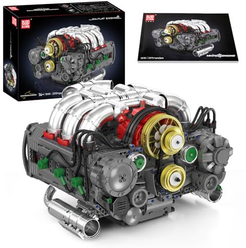 Mould King Boxer Engine Building Block Sets, Horizontal Engine Model Kit That Runs, MOC Engineering Model Building Kit with Battery and Motor, 2375 PCS