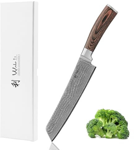 Wakoli EDIB Bunka Küchenmesser aus echtem Damaststahl (VG10 Kern) mit 20 cm Klinge – Scharf & ergonomisch – Damastmesser mit Pakkaholzgriff in edler Geschenkbox – Kochmesser für Profi- & Hobbyköche
