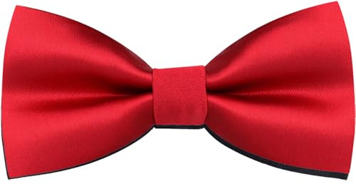 HISUNBEN Papillon da uomo, classico, tinta unita, per uomo, sottile, smoking, fiocco con gancio, regolabile, per feste di nozze-Rosso-4