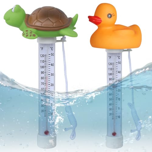 2 termometri galleggianti per piscina, con cavo di fissaggio, termometro galleggiante per piscine idromassaggio per tutte le piscine esterne e interne, spa, vasche idromassaggio, acquari (verde)