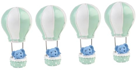 TOYZFRIENDY Décorations de Gâteau Non Comestibles Motif Éléphant en Résine Verte, Lot de 4 Pièces, Décoration Innovante pour Garçon et Filles, Accessoires Créatifs pour Fête D'anniversaire