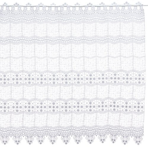 Plauener Spitze by Modespitze, Store Bistro Gardine Scheibengardine mit Stangendurchzug, hochwertige Stickerei, Höhe 90 cm, Breite 144 cm, Weiß