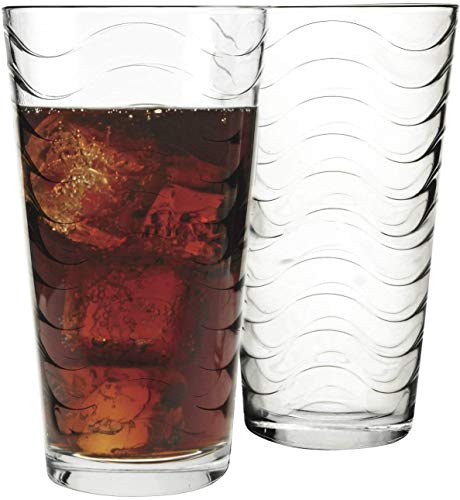 Circleware 4-Piece Set of Heavy Base Highball Drinking Glasses Tumblers, Kitchen Entertainment Ice Tea Beverage Cups Glassware for Water, Juice, Beer and Bar Decor Gift, 15.75 oz, Pulse