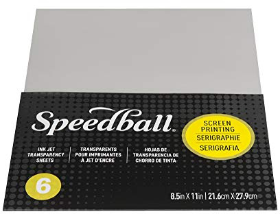 Speedball Ink Jet Transparencies Pack Of 6, 8.5 x 11 21.6 cm x 27.9 cm, Screen Printing Accessories, Acid-Free, Transparent Clear Sheets For Screen Printing Stencil Decal, Transfer Film Sheet