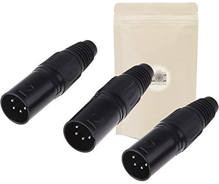 3x Spina XLR maschio 4 poli pin da saldare - Connettore alimentazione 12V 24V 48V DTAP batteria - Adaptout marca francese