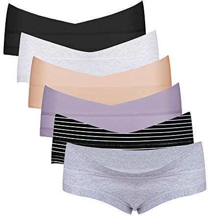 Intimate Portal Culotte de Maternité Boxers de Grossesse Shorty Nid sous Vetements en Coton Slips pour Post Accouchement Lot de 6 Essentials M
