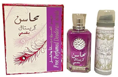 Lattafa Perfume en Spray Eau de Parfum Mahasin Crystal Violet 100 Ml con Deo