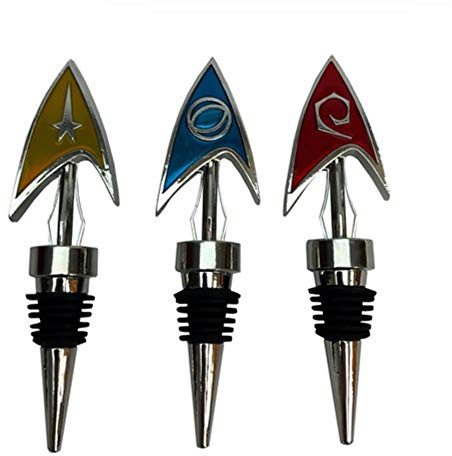 Bouchons de bouteille Star Trek Delta - Ensemble de 3 - Factory Entertainment - Plastique - Rouge, Jaune, Bleu - Accessoires de collection pour adultes