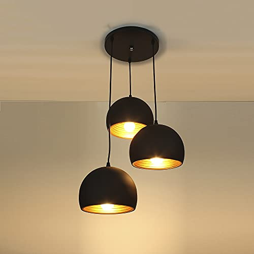 Ashfyn Ash Modern 3 Way Ceiling Pendant Cluster Light Fitting Lights Black Beat Gold Dixon - Triple Head (Chandeliers Only)