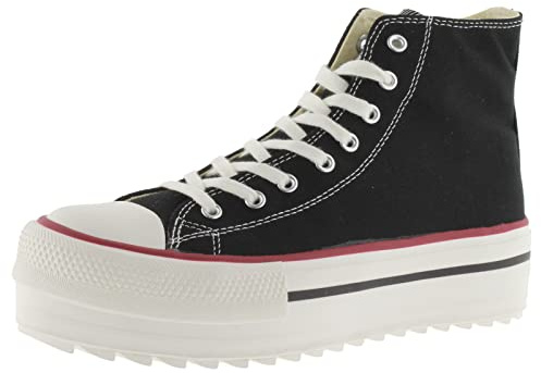 victoria Zapatillas Altas Tribu Lona & Sello Retro & Suela Doble En Sierra 1061121 para Mujer Negro 39