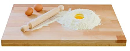 Asse Pasta, Mattarello Incluso, 100% Legno Faggio, 60X40X1,9cm, Con Gradino (2,2cm)