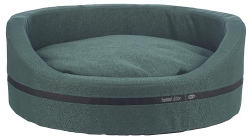 TRIXIE Hundebett CityStyle 80x65 cm in dunkelgrün - ovaler Hundekorb für mittelgroße Hunde - gemütliches Hundekörbchen mit formstabilem Rand, weich & waschbar - 37733