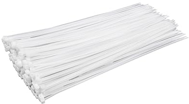 White Zip Ties 14 inch (100 Pack), Clear, 50 lb, UV Resistant Cable Ties for Outdoor Use, LOCKLOCK