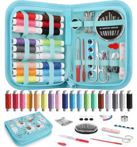 Coquimbo Kit Costura con 85 Costurero Accesorios, Incluye 18 Bobinas de Hilo, Mini Kit de Costura Completa para Principiantes, Viajeros, Niños y Amigos Usar en Casa, Viajes y Emergencias(Verde)