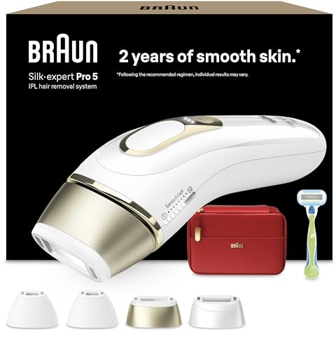 Braun Epilateur Lumiere Pulsee Silk·expert Pro 5 PL5382, Epilation Semi-Définitive, Alternative Au Laser, Résultats En 2 Séances, Rasoir Venus, 4 Têtes Pour Epiler Jambes, Visage, Maillot Et Plus