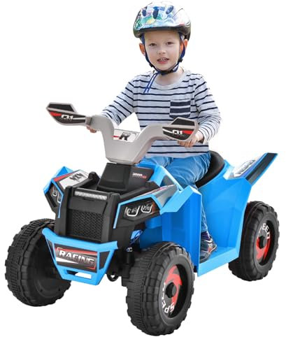 Maxmass 6V Kids Ride on ATV, Children Electric Quad Bike with Forward/Reverse Switch, Foot Pedal, Ergonomic Curved Seat and 4 Large Wheels, Battery Powered Electric Toy Car for Boys Girls (Blue)