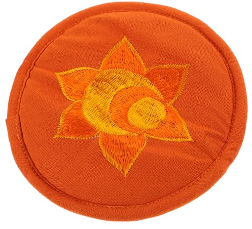 Cuscino Ricamato per Ciotola Sonora, Arancia, Cotone | Tappetino Leggero e Compatto, Stile Semplice, Uso Buddhista, Base per Bowl e Sound Bowl Stile Casuale