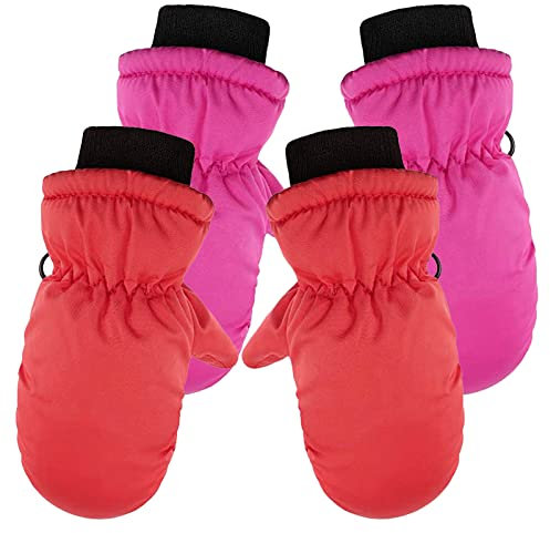 Handschuhe für Mädchen, Finger, Winter, Kinder, wasserdicht, Skifäustlinge, volle Kinder, Outdoor, 2 Paar, warme Baby-Handschuhe, Fäustlinge