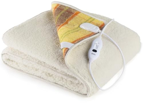 LANCALOR - Scaldanotte Maxi, Scaldaletto elettrico singolo 190x80 cm, Vello 100% Lana, Antipiega, Lavabile, 3 temperature, Sicurezza Totale, Basso consumo, Made in Italy