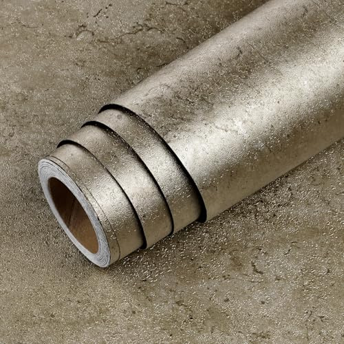 LACHEERY Bronzo Carta da Parati Effetto Cemento Marrone Vintage Carta da Parati Adesiva Muro Camera da Letto 40cm x 200cm Metallo Tappezzeria Adesiva Muro Lavabile Adesivi Parete per Soggiorno Cucina