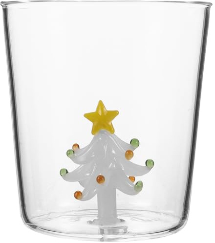 COOPHYA Taza de cristal navideña: Vaso navideño con diseño de árbol de Navidad - Vaso transparente navideño de 300 ml para café, leche y zumo