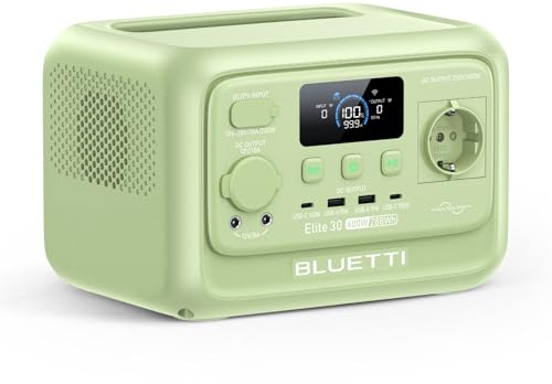 BLUETTI Elite 30 V2 Generatore Solare 288Wh, 600W (1500W Picco), Ricarica Rapida 70 min, LiFePO₄, per Campeggio e Emergenze(Verde Prato)