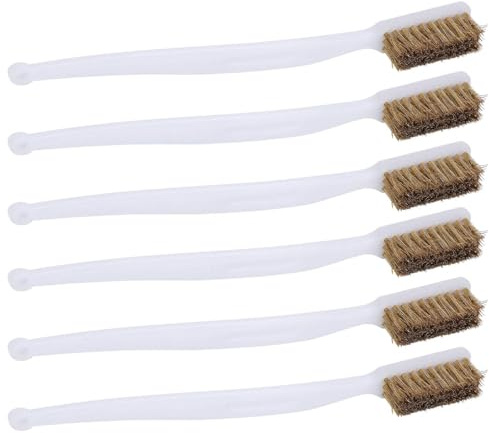 YOFDAL 6 PCS brosse metallique Petite Brosse Metallique,Brosse Metallique a Main,Brosse Laiton pour Nettoyer de Fil pour Évier, Soudure, Nettoyer Four, Rouille