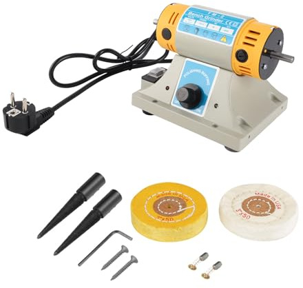 Buachois Máquina de Pulir para Joyería, Motor de 350W, Diseño Compacto, para Madera y Equipos Abrasivos